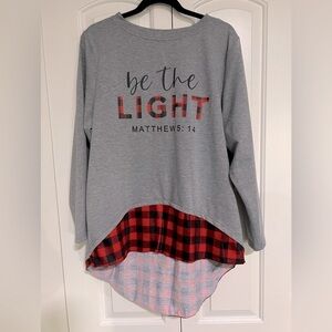 088. “Be the Light Matthew 5:14” Gray Christmas Sweater M